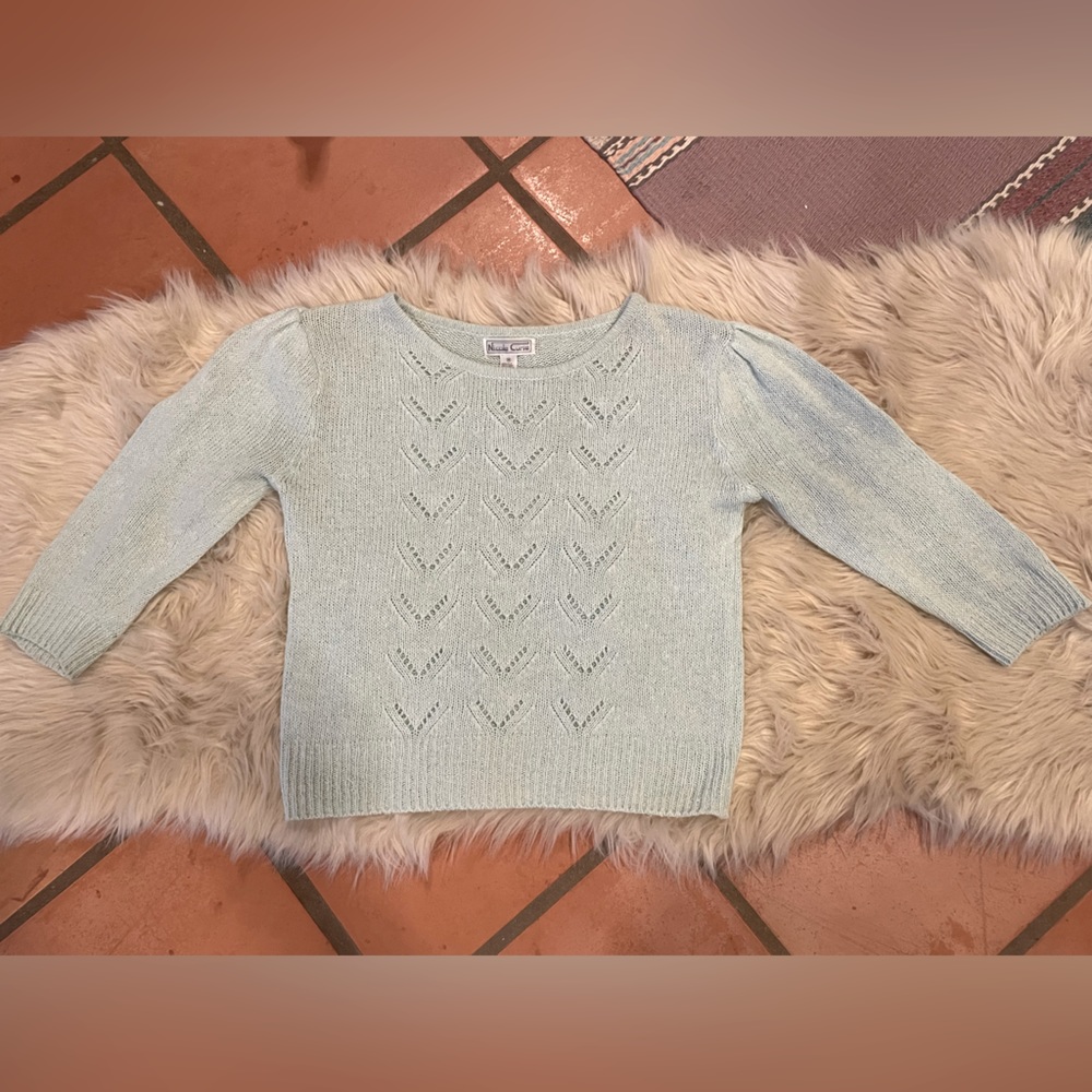 Vintage Silk Angora Blend Puffsleeve Sweater EUC! 🩵